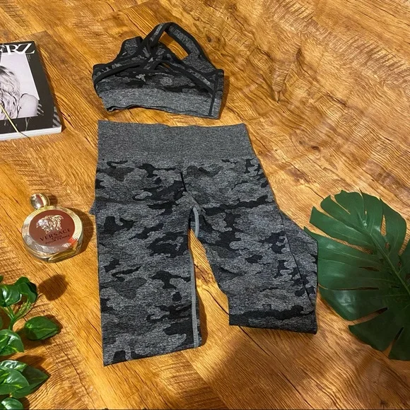 Grey camouflage gym set size S NWOT - Picture 9 of 11